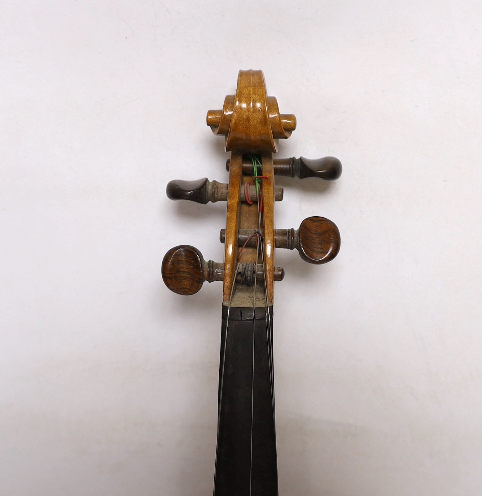 A bird's eye maple veneered student's violin, 58.5cm long